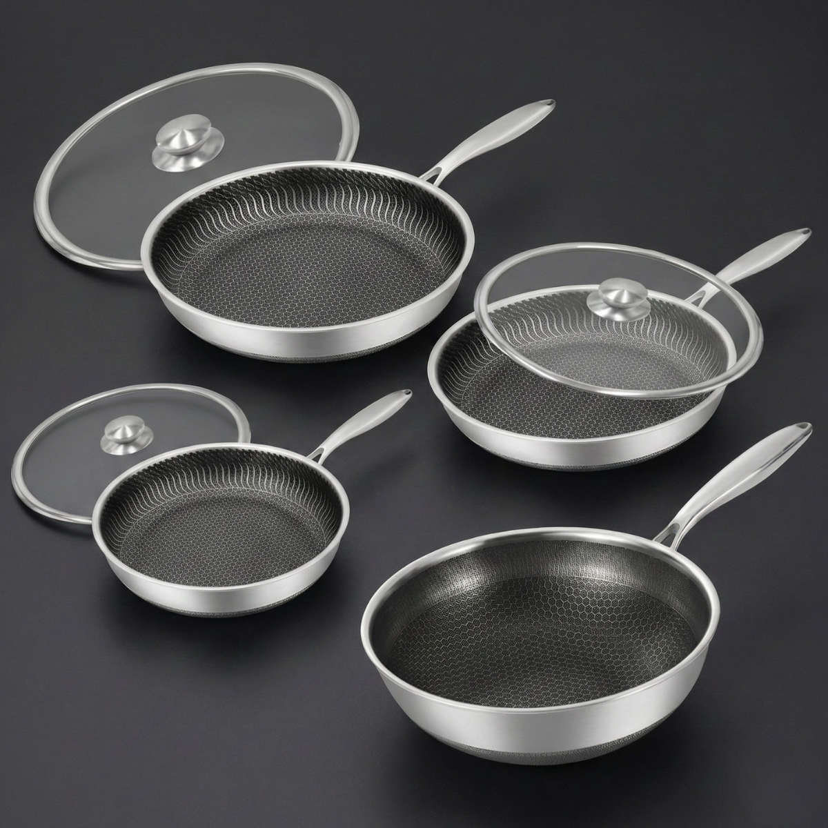 Hive & Heat Hybrid Wok and Pans Set with Lids